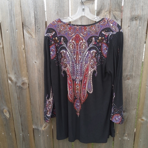 PAISLEY PATTERNED PESANT SLEEVED BLOUSE LARGE - Picture 5 of 7